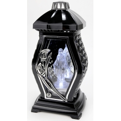 ZNICZ LAMPION KAPICZKA WAZA z srebrną kalią Nowoczesny prod. PL wys. 34cm